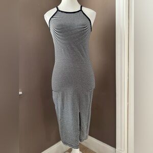 Black and White Striped Bodycon Dress